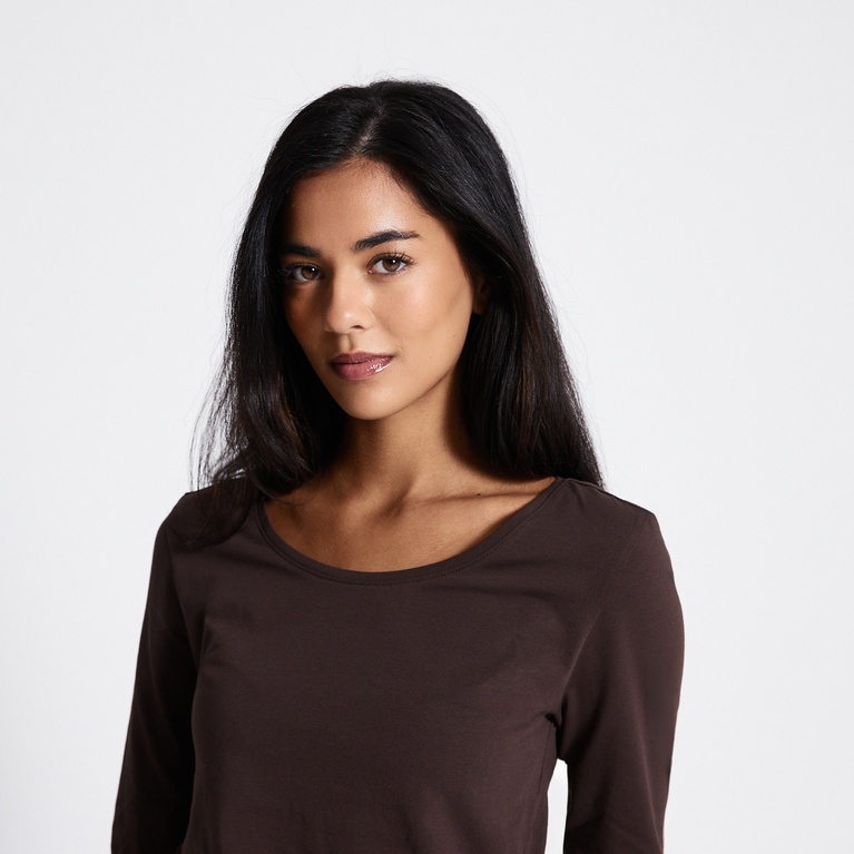 Basic long sleeve top "Fredrika" Brown